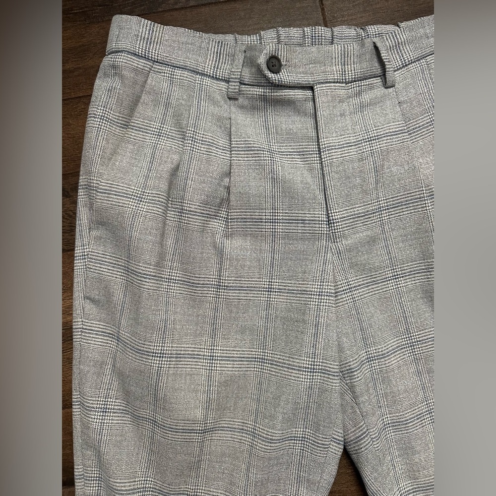 Express Plaid Light Gray Work Pants - Picture 4 of 7
